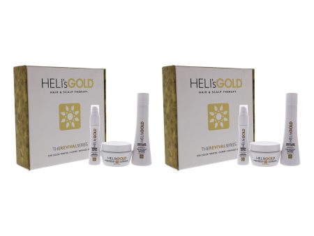 The Revival Series Travel Kit by Helis Gold for Unisex - 3 Pc 3.3oz Revitalize Shampoo, 3.3oz Restructure Masque, 1oz Crystal Cream - Pack of 2 on Sale