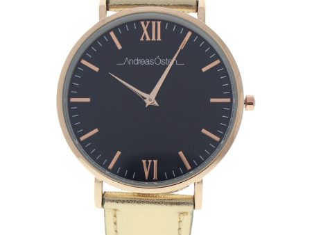 Andreas Osten Ao-187 Hygge - Gold black Leather Strap Watch By Andreas Osten For Women - 1 Pc Watch  1 Pc For Cheap