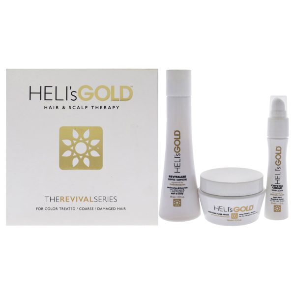 The Revival Series Travel Kit by Helis Gold for Unisex - 3 Pc 3.3oz Revitalize Shampoo, 3.3oz Restructure Masque, 1oz Crystal Cream Online Sale