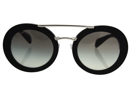 Prada PR15SS 1AB0A7 Black Ornate Round Sunglasses Lens Category 2 Size 53mm For Sale