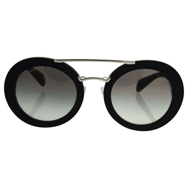 Prada PR15SS 1AB0A7 Black Ornate Round Sunglasses Lens Category 2 Size 53mm For Sale