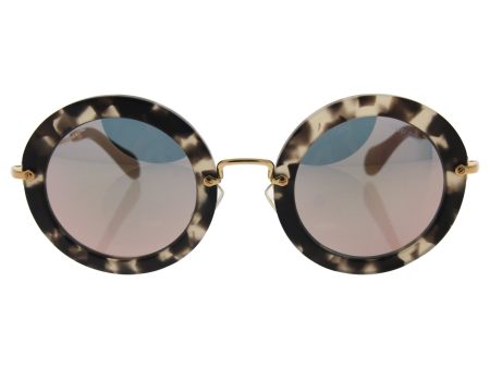 Miu Miu Women s Round Sunglasses, Beige Tortoise Rose Mirror, One Size Online now