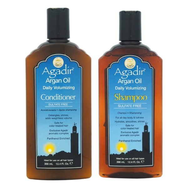 Argan Oil Daily Volumizing Shampoo and Conditioner Kit by Agadir for Unisex - 2 Pc Kit 12.4oz Shampoo, 12.4oz Conditioner Online Sale