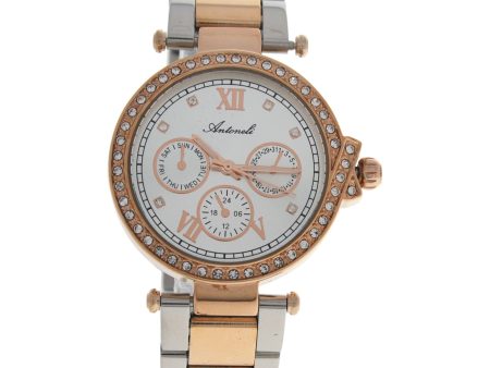 Watch Woman Antoneli Movement Quartz Case White 33mm and Bracelet Rose Silver Made in Steel AL0519-03 Cheap