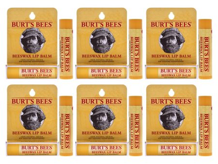 Beeswax Lip Balm With Vitamin E Peppermint by Burts Bees for Unisex - 0.15 oz Lip Balm - Pack of 6 For Cheap