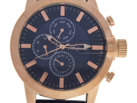 AG1901-04 Rose Gold Blue Leather Strap Watch by Antoneli for Men - 1 Pc Watch Online Hot Sale