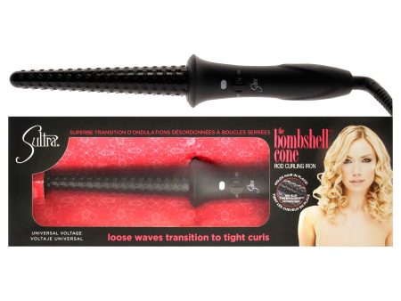 The Bombshell Cone Rod Curling Iron - Black by Sultra for Unisex - 1 Inch Curling Iron Supply