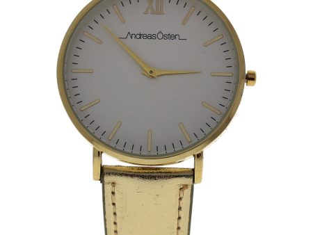 Andreas Osten Ao-188 Hygge - Gold white Dial gold Leather Strap Watch By Andreas Osten For Women - 1 Pc Watch  1 Pc Online Sale