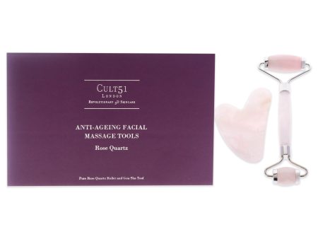 Anti-Ageing Facial Massage Tools by Cult51 for Unisex - 2 Pc Pure Rose Quartz Roller, Gua Sha Tool Online Hot Sale