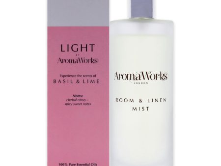 Aromaworks Light Room and Linen Mist - Basil and Lime by Aromaworks for Unisex - 3.4 oz Room Spray For Discount