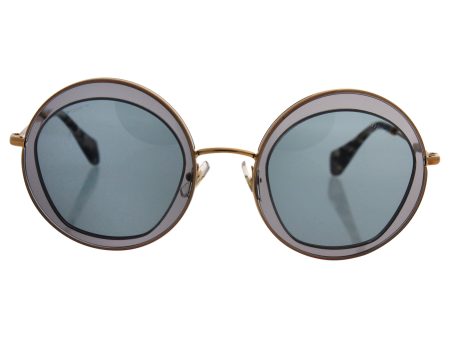 Miu Miu MU50QS ROY3C2 Transparent Grey MU50QS Round Sunglasses Lens Category 2 Online now