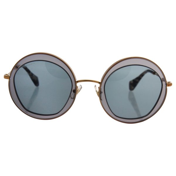 Miu Miu MU50QS ROY3C2 Transparent Grey MU50QS Round Sunglasses Lens Category 2 Online now