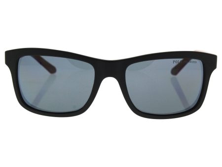 Polo Ralph Lauren Men s 0PH4095 Polarized Square Sunglasses, Matte Black,Polar,Greenback & Matte Red, 57 mm Hot on Sale