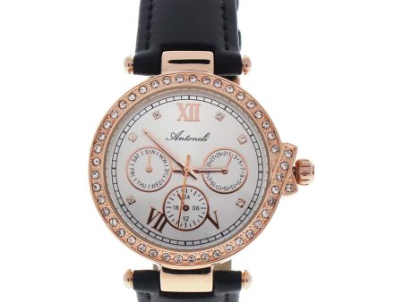 AL0519-08 Rose Gold  Black Leather Strap Watch Discount