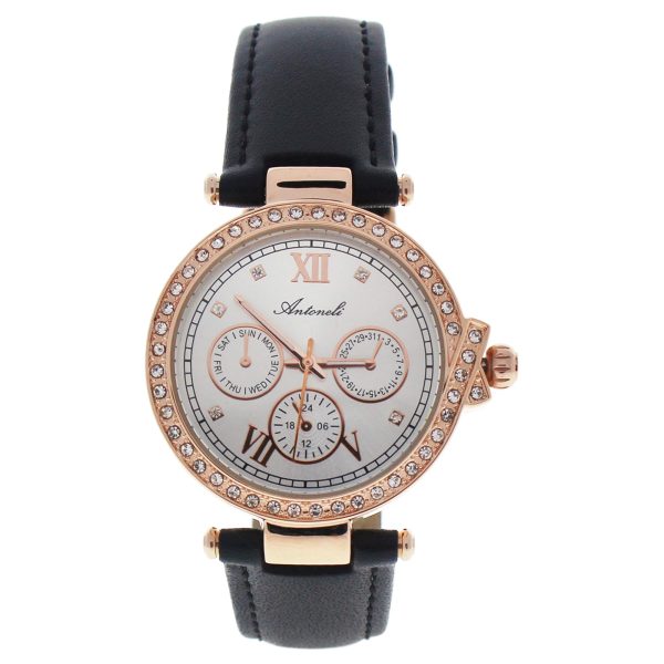 AL0519-08 Rose Gold  Black Leather Strap Watch Discount