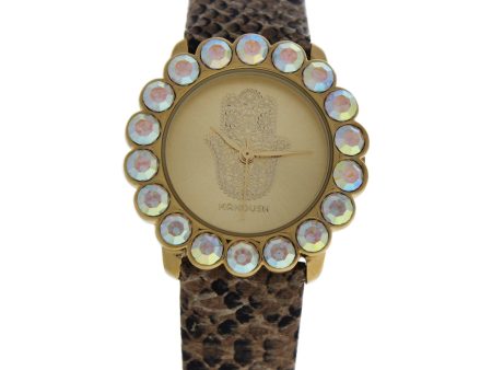 Manoush Mshscgl Scarlett - Gold Crocodile Leather Strash Watch Watch For Women  1 Pc Sale