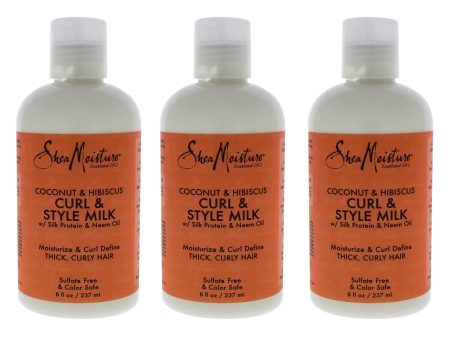 Coconut and Hibiscus Curl Style Milk by Shea Moisture for Unisex - 8 oz Cream - Pack of 3 For Sale