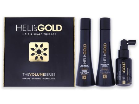 Volume Series Travel Kit by Helis Gold for Unisex - 3 Pc 3.3oz Weightless Conditioner, 3.3oz Volumize Shampoo, 1.7oz Antidote Scalp and Hair Revitalizer Online Hot Sale