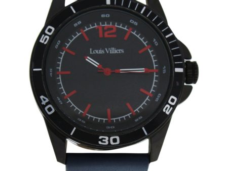 Louis Villiers Lv1003 Black blue Leather Strap Watch By Louis Villiers For Men - 1 Pc Watch  1 Pc Hot on Sale