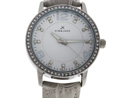 Kim & Jade 2031l-Sgw Silver Grey Leather Strap Watch Watch for Women 1 Pc Online Hot Sale