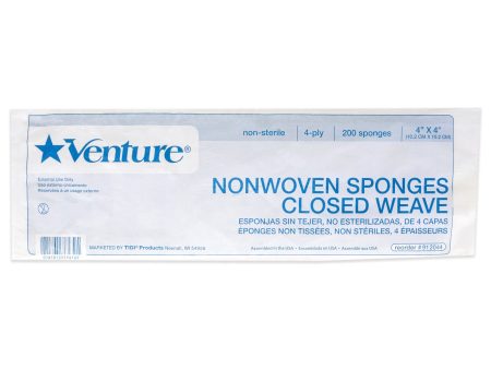 Venture Non-Woven 4-Ply Closed Weave Sponge Non-Sterile by Tidi for Unisex - 200 Count Sponge Online Sale