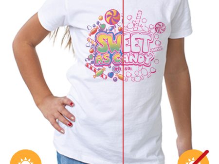 Girls Crew Tee - Sweet As Candy - White by DelSol for Women - 1 Pc T-Shirt (4T) on Sale