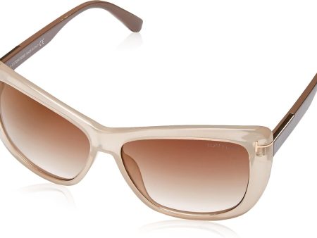 TOM FORD Women s TF 434 Lindsay 57G Clear Beige Brown Butterfly Sunglasses 58mm Online Hot Sale